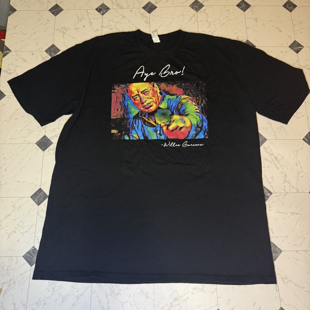 Willie Barcena "Aye Bro!" Graphic T-Shirt Black Lane Seven Men's‎ 2XL